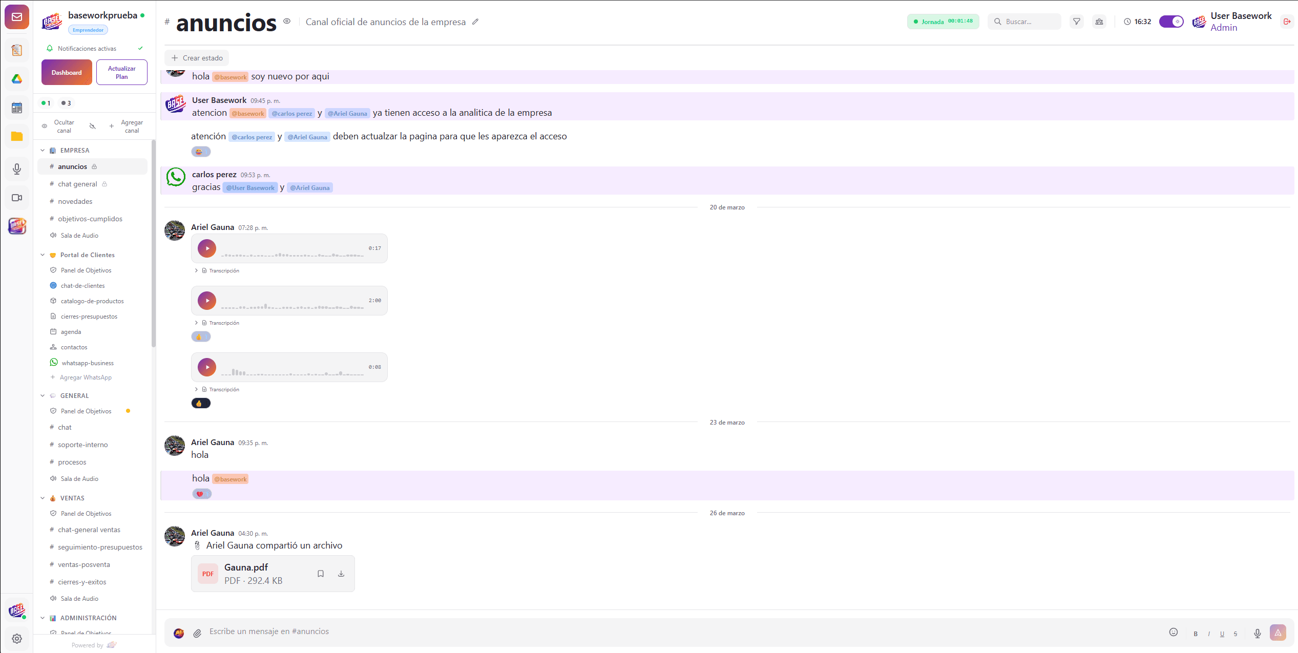 Comunicación interna del equipo