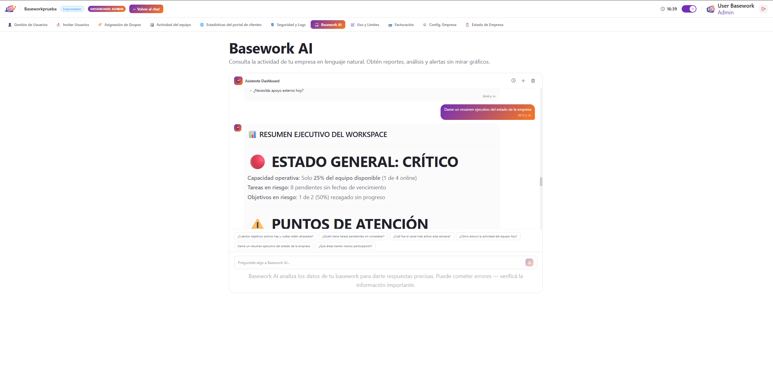 Panel IA: estado general de tu empresa